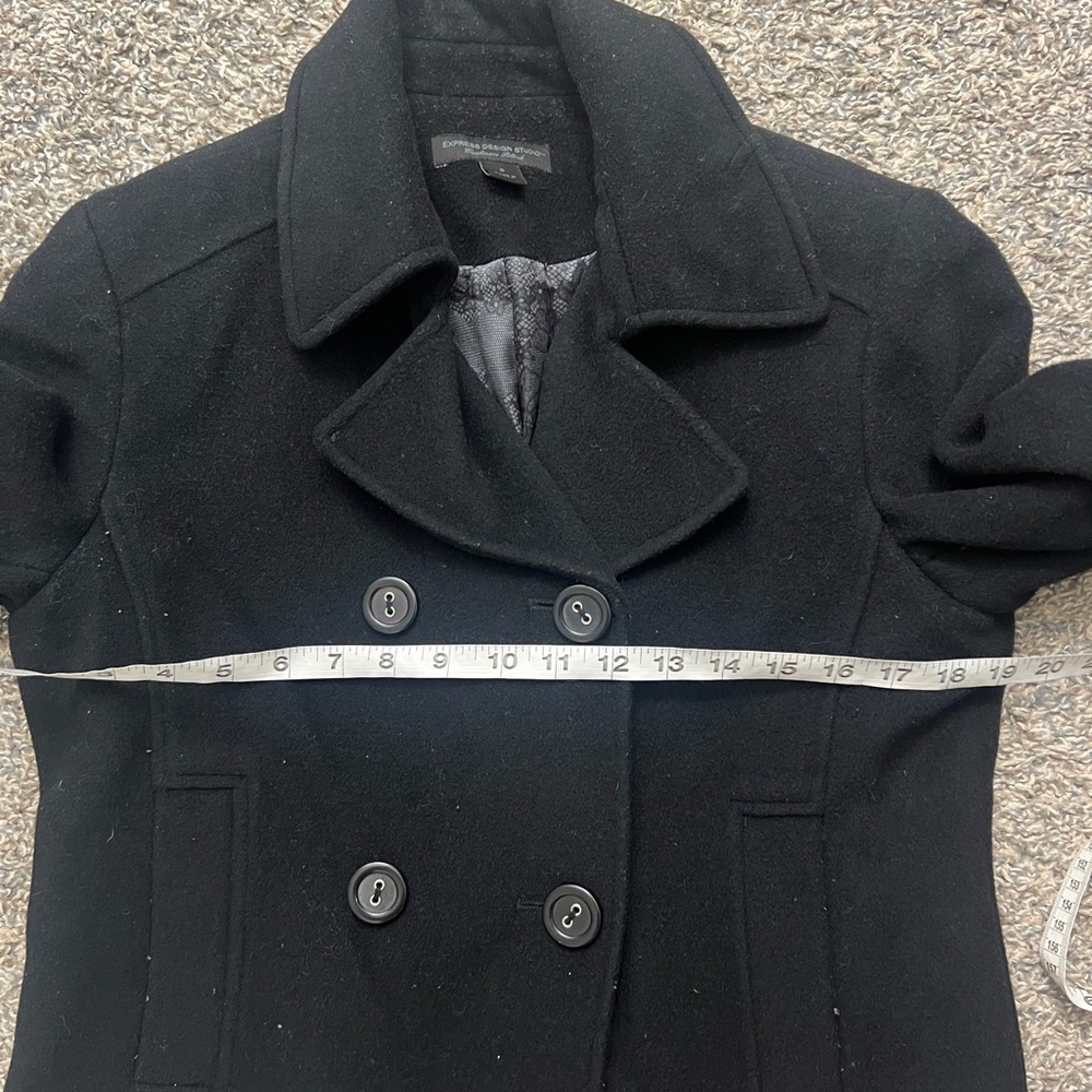 Express Black Preppy Cropped PeaCoat - Picture 5 of 8